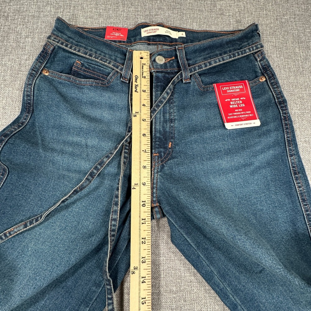 Levi's Signature Tie Waist Vintage Wide Leg Jeans Womens Size 4 W27 Blue NEW - Picture 7 of 12